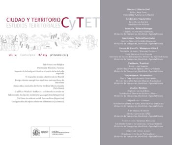Portada de Revista Ciudad y Territorio, Estudios Territoriales. C y TET n.º 215, primavera 2023