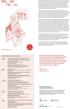 Portada de Me__dio Pla__zo. XVI Bienal Española de Arquitectura y Urbanismo [Folleto díptico]