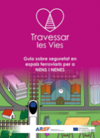 Portada de Guia sobre seguretat en espais ferroviaris per a nens i nenes.Travessar les vies