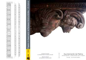 Portada de Ayuntamiento de Palma, conservación y restauración del voladizo. Palma, Islas Baleares.Programa de Conservación del Patrimonio Histórico Artístico, 1,5% Cultural.