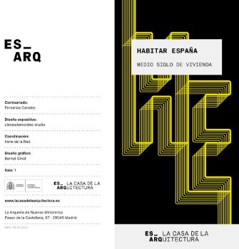 Portada de Habitar España. Medio siglo de vivienda. ES_ARQ. La Casa de la Arquitectura [Folleto díptico]
