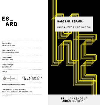 Portada de Habitar España. Half a Century of Housing. ES_ARQ. La Casa de la Arquitectura [Folleto díptico]
