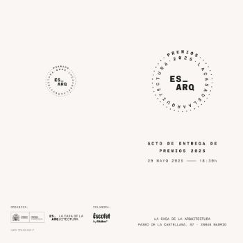 Portada de Acto de entrega premios 2025 . ES_ARQ. La Casa de la Arquitectura [Folleto díptico]