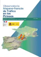 Portada de Observatorio hispano-francés de Tráfico en los Pirineos. Suplemento al  Documento nº 7 (julio 2016):   Principales cifras actualizadas para los años 2013 y 2014.
