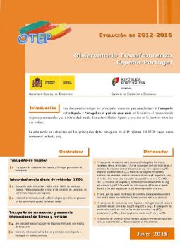 Portada de Observatorio transfronterizo España - Portugal. Evolución 2012-2016. OTEP [Díptico]