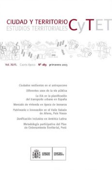 Portada de Ciudad y Territorio, Estudios Territoriales. C y TET, Nº 183  primavera 2015. Vol. XLVII. Cuarta época.