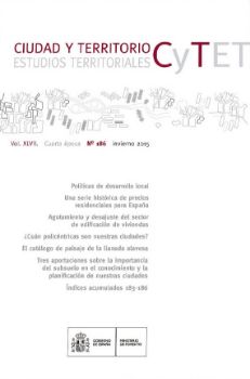 Portada de Ciudad y territorio, Estudios Territoriales. C y TET, nº 186 invierno 2015. Vol. XLVII
