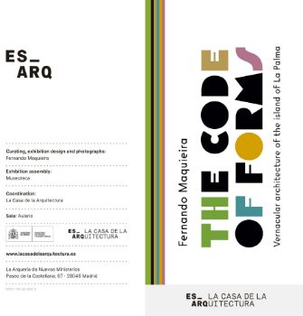 Portada de The Code of Forms. Vernacular architecture of the island of La Palma. ES_ARQ. La Casa de la Arquitectura [Díptico]